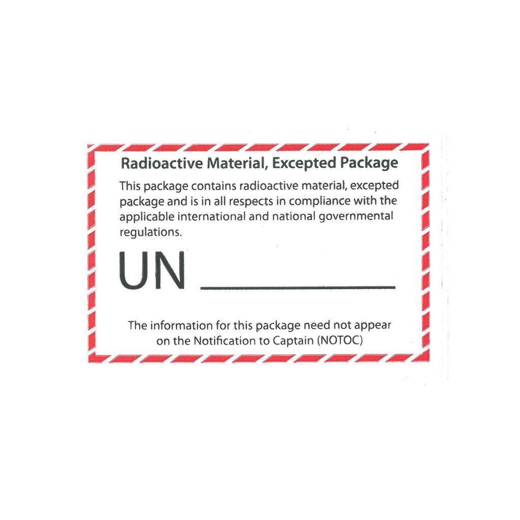 Excepted Package (Radioactive Material) Handling Label (105mm x 74mm